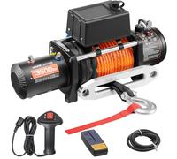 VEVOR Cabrestante Eléctrico 12 V CC Capacidad de Arrastre 6123 kg con IP55 | para SUV, Todoterrenos, Jeep, Camiones, Remolques y Barcos, con Cuerda Sintética, Guía y Control Inalámbrico y por Cable