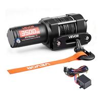 VEVOR Cabrestante Eléctrico 12V 1587 kg para ATV con Cuerda Sintética de 5 mm x 10 m, Motor 0,97 kW, Control Remoto con Cable, Gancho, Guía de Cable y Soporte de Montaje para Exteriores y Todoterreno