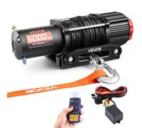 VEVOR Cabrestante Eléctrico 12V 2721 kg para ATV UTV con Cuerda Sintética de 6 mm x 15 m, Motor 2,6 kW, Control Remoto con Cable, Guía de Cable, Gancho y Soporte de Montaje para Exteriores Todoterreno