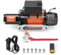 VEVOR Cabrestante Eléctrico 4536 kg Cabrestante para Camión con Cable Sintético de Φ 0,9 x 1981,2 cm Guía de Aluminio Control Remoto Inalámbrico y con Cable para Remolcar Vehículos Todoterreno