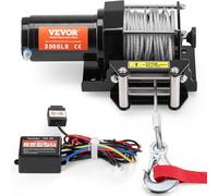 VEVOR Cabrestante Eléctrico ATV UTV Capacidad de Remolque 1361 kg 12 V DC Cable de acero de 7 Hilos Φ0,5 x 118,7 cm Control por Cable Impermeable IP55 para Remolque Todoterreno ATV UTV