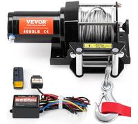 VEVOR Cabrestante eléctrico capacidad de tracción 1814 kg 12 V CC con cable de acero de 7 hilos 118,7 cm control remoto inalámbrico y con cable IP55 impermeable cabrestante para remolque ATV UTV