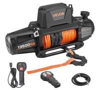 VEVOR Cabrestante Eléctrico de 12 V CC, 6100 kg, con Cuerda Sintética de Φ 9,5 mm x 28 m, Control Remoto Inalámbrico y con Cable, Resistente al Agua, para Remolcar SUV, Jeep, Remolques, Barcos
