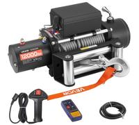 VEVOR Cabrestante Eléctrico, Fuerza Tracción Nominal 5400 kg, 12 V CC, Cable de Acero 24 m, Control Remoto Inalámbrico, IP55, para Remolcar SUV, Jeep, Remolques, Barcos y SUV, 534 x 160 x 215 mm