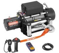 VEVOR Cabrestante Eléctrico, Fuerza Tracción Nominal 5400 kg, 12 V CC, Cable de Acero 24 m, Control Remoto Inalámbrico, IP55, para Remolcar SUV, Jeep, Remolques, Barcos y SUV, 534 x 160 x 215 mm