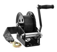 VEVOR Cabrestante Manual Capacidad de Tracción 1500 libras Cabrestante para Remolque de Barco Manivela Resistente con Correa de Poliéster de 10 m con Trinquete Bidireccional para Remolque, Barco, ATV