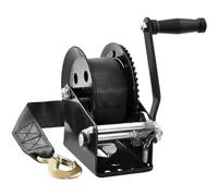 VEVOR Cabrestante Manual Capacidad de Tracción 1500 libras Cabrestante para Remolque de Barco Manivela Resistente con Correa de Poliéster de 10 m con Trinquete Bidireccional para Remolque, Barco, ATV