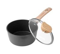VEVOR Cacerola de 1,42 L con Tapa de Vidrio Templado, con Asa Extraíble, de Aleación de Aluminio, para Leche y Verduras, Recubrimiento Antiadherente, Blanco, 330 x 170 x 130 mm (Negro, 1,42 L)