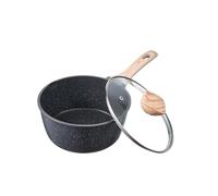 VEVOR Cacerola de Gran Capacidad de 2,37 L con Tapa de Vidrio Templado, Olla para Sopa y Verduras con Asa Extraíble, Revestimiento Antiadherente, Aleación de Aluminio, Negro, 370 x 210 x 155 mm
