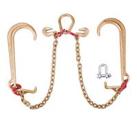 VEVOR Cadena de brida en V cadena de remolque de brida de grado de transporte 80 resistencia a la rotura 4,2 T con ganchos T 10 x 6 cm J 38 x 15 cm Conector de eslabón de pera Acortadores de cadena