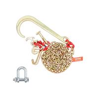 VEVOR Cadena de Remolque con Gancho en J de Vástago Largo, Capacidad de Carga 2448 kg, Cadena de Remolque G80 con Gancho RTJ, 8 mm x 180 cm, para Recuperación, Avería, Transporte, Grúa, Camión