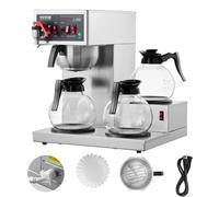 VEVOR Cafetera de Goteo Comercial 12 Tazas con 3 Jarras de Vidrio 3 Calentadores
