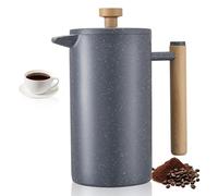 VEVOR Cafetera de Prensa Francesa 1 L Acero Inoxidable con Filtro, Tetera Grande con Aislamiento de Doble Pared, a Café Frío, Ideal para Camping, Viajes, Hogar y Cocina, Gris, 180 x 105 x 220 mm