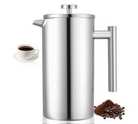 VEVOR Cafetera de Prensa Francesa de Acero Inoxidable, 1,5 L, con Filtro, Grande, de Doble Pared, con Aislamiento, para Café Frío, para Camping, Viajes, Hogar, Cocina, Plata, 190 x 115 x 245 mm