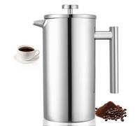 VEVOR Cafetera de Prensa Francesa de Acero Inoxidable, 1,5 L, con Filtro, Grande, de Doble Pared, con Aislamiento, para Café Frío, para Camping, Viajes, Hogar, Cocina, Plata, 190 x 115 x 245 mm