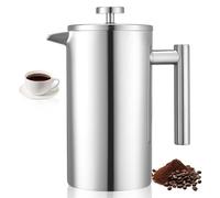 VEVOR Cafetera Francesa de Acero Inoxidable 1 L con Filtro, Tetera Grande de Doble Pared con Aislamiento, para Café Frío, Ideal para Camping, Viajes, Hogar y Cocina, Plata, 180 x 105 x 220 mm