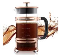 VEVOR Cafetera Francesa de Vidrio de Borosilicato 1 L, con Filtro de Acero Inoxidable, Tetera Francesa Grande, para Café Frío, para Camping, Viajes, Hogar y Cocina, Cobre, 170 x 105 x 215 mm