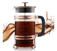 VEVOR Cafetera Francesa de Vidrio de Borosilicato 1 L, con Filtro de Acero Inoxidable, Tetera Francesa Grande, para Café Frío, para Camping, Viajes, Hogar y Cocina, Cobre, 170 x 105 x 215 mm