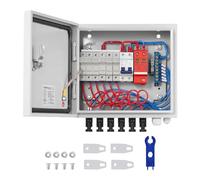 VEVOR Caja Combinadora Fotovoltaica, 6 Cuerdas, Caja Combinadora Solar con Fusible de Corriente Nominal de 15 A Conector Solar, Caja de Acero para Sistema de Panel Solar de Red de Encendido, Apagado