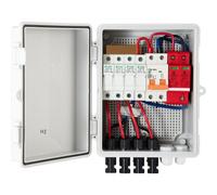 VEVOR Caja Combinadora PV 15A 500V 4 Circuitos Caja de Combinación de Energía Solar Plástico Caja de Combinación Pequeña -30 ℃ a 70 ℃ Grado de Protección IP65 para Kit de Panel Solar