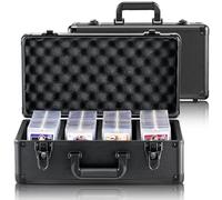 VEVOR Caja de Almacenamiento de Tarjetas Graduadas, 4 Ranuras, Caja de Transporte para Tarjetas Deportivas Graduadas con Divisores de Espuma con Cerradura de Llave, para 108 Tarjetas Graduadas PSA