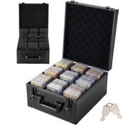VEVOR Caja de Almacenamiento para Tarjetas Graduadas, 3 Filas 12 Separadores, Capacidad para 150 Tarjetas PSA, 100 SGC, 80 BGS, 500 Protectores o Más de 999 Tarjetas Sueltas, con Cerradura y Llave