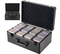 VEVOR Caja de Almacenamiento para Tarjetas Graduadas, 4 Filas 12 Separadores, Capacidad para 152 Tarjetas PSA, 120 SGC, 100 BGS, 550 Protectores o Más de 999 Tarjetas Sueltas, Protección IP55, Negro