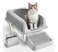 VEVOR Caja de Arena para Gatos de 152,4 mm de Profundidad 60x40x30cm Gris Claro