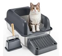VEVOR Caja de Arena para Gatos de 152,4 mm de Profundidad 60x40x30cm Gris Oscuro