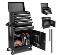 VEVOR Caja de Herramientas con Ruedas, 2 en 1 Organizador de 5 Cajones con Superior Desmontable, Barra de Seguridad, Revestimiento Protector y Soporte para Herramientas, para Garaje, Almacén y Taller