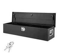 VEVOR Caja de herramientas de aluminio para camión, caja de basura con cerradura de 48 x 15 x 15 pulgadas, con llaves y asas laterales para almacenamiento de contenedores de basura, Negro