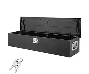 VEVOR Caja de herramientas de aluminio para camión, caja de basura con cerradura de 48 x 15 x 15 pulgadas, con llaves y asas laterales para almacenamiento de contenedores de basura, Negro