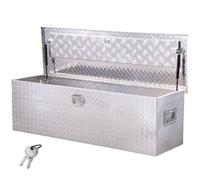 VEVOR Caja de herramientas de aluminio resistente para caja camioneta, con placa de diamante, asa lateral y llaves seguridad, para remolque, camioneta, autocaravana, 1244,6 x 381 x 381 mm, Plata