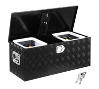 VEVOR Caja de Herramientas de Aluminio Resistente para Caja de Camioneta, con Revestimiento a Rayas, Estante Deslizante, Asa Lateral, Cerradura y Llaves, 899 x 370 x 370 mm, Negro, Carga 40 kg