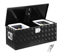 VEVOR Caja de Herramientas de Aluminio Resistente para Caja de Camioneta, con Revestimiento a Rayas, Estante Deslizante, Asa Lateral, Cerradura y Llaves, 899 x 370 x 370 mm, Negro, Carga 40 kg
