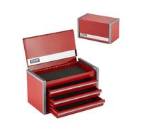 VEVOR Caja de Herramientas de Metal Portátil 218,4 x 118 x 120 mm con 3 Cajones, Revestimiento de EVA y Almohadillas de PP para Pies, Apertura de Cojinete de Bolas y Recubrimiento en Polvo, Rojo