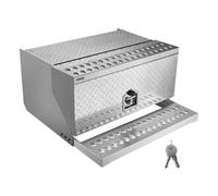 VEVOR Caja de Herramientas para Camiones con Escalón 760 x 750 x 400 mm de Aluminio Resistente, con Placa de Diamante, Pestillo Amortiguador Pasos Estables para Plataforma, Grúa, Semirremolque