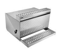 VEVOR Caja de Herramientas para Camiones con Escalón 790 x 770 x 485 mm de Aluminio Resistente, con Placa de Diamante, Pestillo Amortiguador Pasos Estables para Plataforma, Grúa, Semirremolque