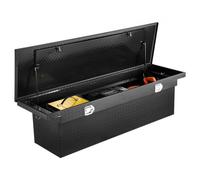 VEVOR Caja de Herramientas para Camioneta, Aleación Aluminio Resistente y Duradero con Textura de Diamante, para Remolque, RV, con Cerradura, Llaves y Asas Laterales, Negro, 1774 x 507 x 379 mm