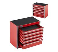 VEVOR Caja de Herramientas Portátil de Metal 218 x 118 x 205 mm, Cofre de Herramientas Pequeño con 5 Cajones, Revestimiento de EVA y Almohadillas de PP para Pies, Caja de Acero Resistente, Rojo