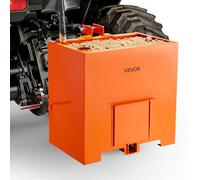 VEVOR Caja de Lastre con Enganche de 3 Puntos para Tractores, Volumen de 0,14 m³, Capacidad de Carga de 363 kg, Contrapeso Compatible con Tractor de Categoría 1, con Receptor de Remolque, Naranja