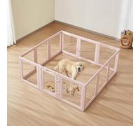 VEVOR Caja de Parto para Perros, 154 x 150 x 60 cm, Caja de Parto para Perro de Plástico Impermeable con Ventanas y Cerradura, Ideal para el Nacimiento de Perros y Gatos en Interiores, Rosa Claro
