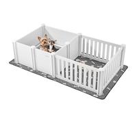 VEVOR Caja de Parto para Perros, Corral de Plástico 1865 x 970 x 500 mm con Puerta de Altura Ajustable, Almohadilla Impermeable para Orina, Kit de Parto Duradero para Perros Medianos, Gris