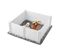 VEVOR Caja de Parto para Perros de Plástico PVC 1220 x 1220 x 460 mm para Perros Grandes con Puerta de Altura Ajustable y Almohadilla Lavable para Orina Ideal para Cachorros de Interior, Blanco