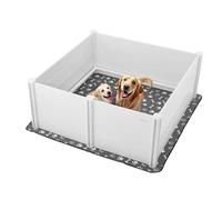 VEVOR Caja de Parto para Perros de Plástico PVC 152 x 152 x 61 cm para Perros Extragrandes con Puerta de Altura Ajustable y Almohadilla Lavable para Orina Ideal para Cachorros de Interior, Blanco