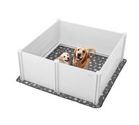 VEVOR Caja de Parto para Perros de Plástico PVC 152 x 152 x 61 cm para Perros Extragrandes con Puerta de Altura Ajustable y Almohadilla Lavable para Orina Ideal para Cachorros de Interior, Blanco
