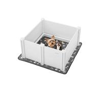 VEVOR Caja de Parto para Perros de Plástico PVC 980 x 980 x 460 mm para Perros Medianos con Puerta de Altura Ajustable y Almohadilla Lavable para Orina Ideal para Cachorros de Interior, Blanco