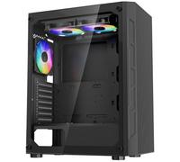 VEVOR Caja de PC Torre Media con Panel de Vidrio Templado Alto Flujo de Aire 3 Ventiladores ARGB de 120 mm Gestión de Cables Compatible con GPU hasta 320 mm de Longitud Compatible con ATX/M-ATX/ITX