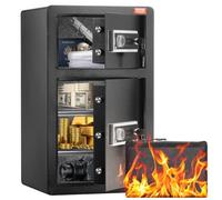 VEVOR Caja de seguridad de 4,5 pies cúbicos con puertas dobles, cerradura con llave y contraseña, caja de seguridad con bolsa ignífuga, estante para llaves, luz LED y 2 divisores ajustables y extraíbl