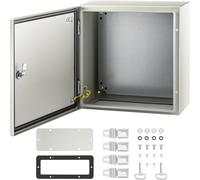 VEVOR Caja NEMA de Acero al Carbono 40 x 40 x 20 cm Caja de Gabinete Eléctrico NEMA 4X IP66 a Prueba de Agua y Polvo Caja de Conexiones Eléctricas para Exteriores e Interiores con Placa de Montaje